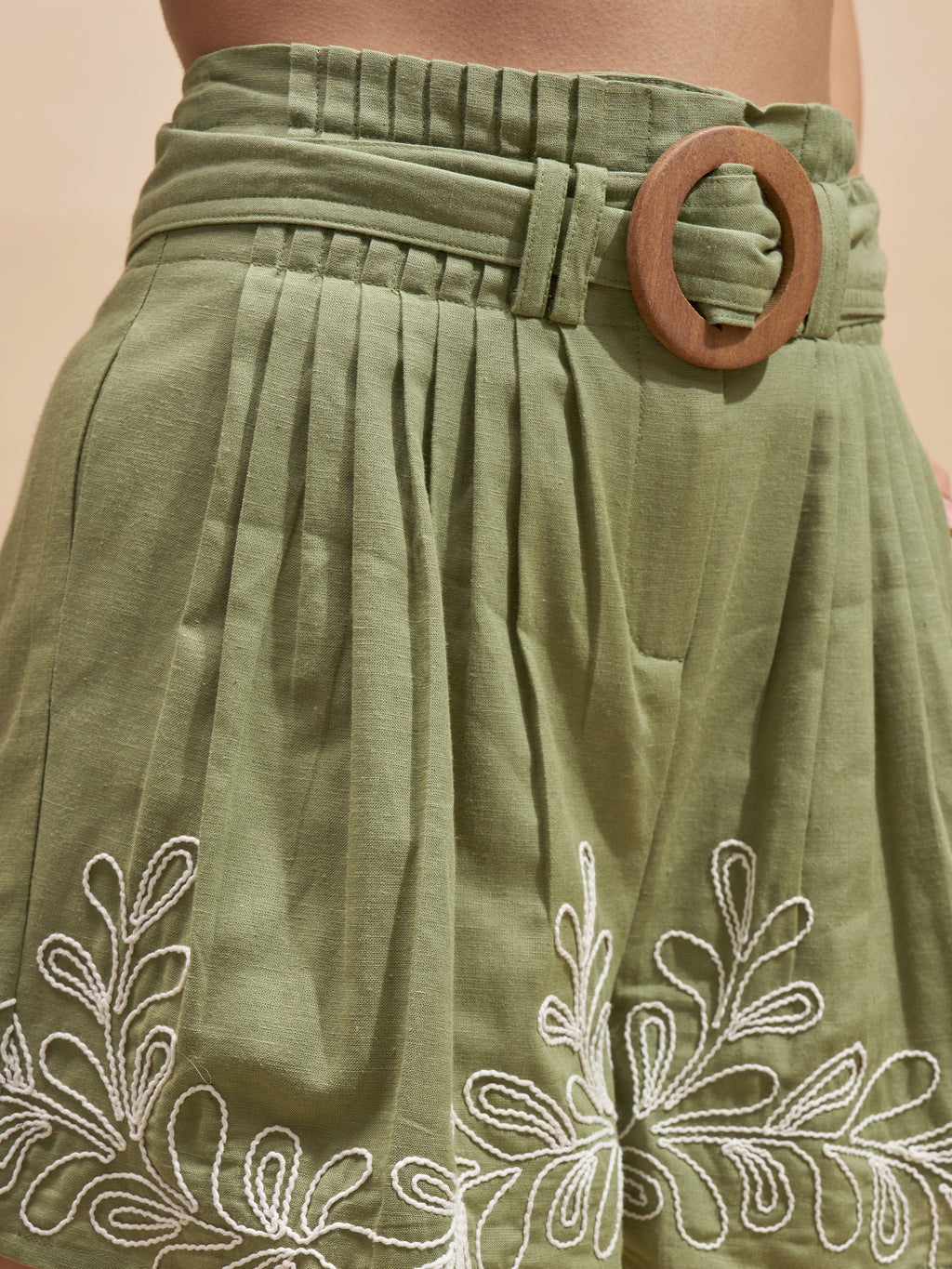 Vara By Vishudh Women Olive Shirt With Shorts Co-Ords - Olive - Image 8