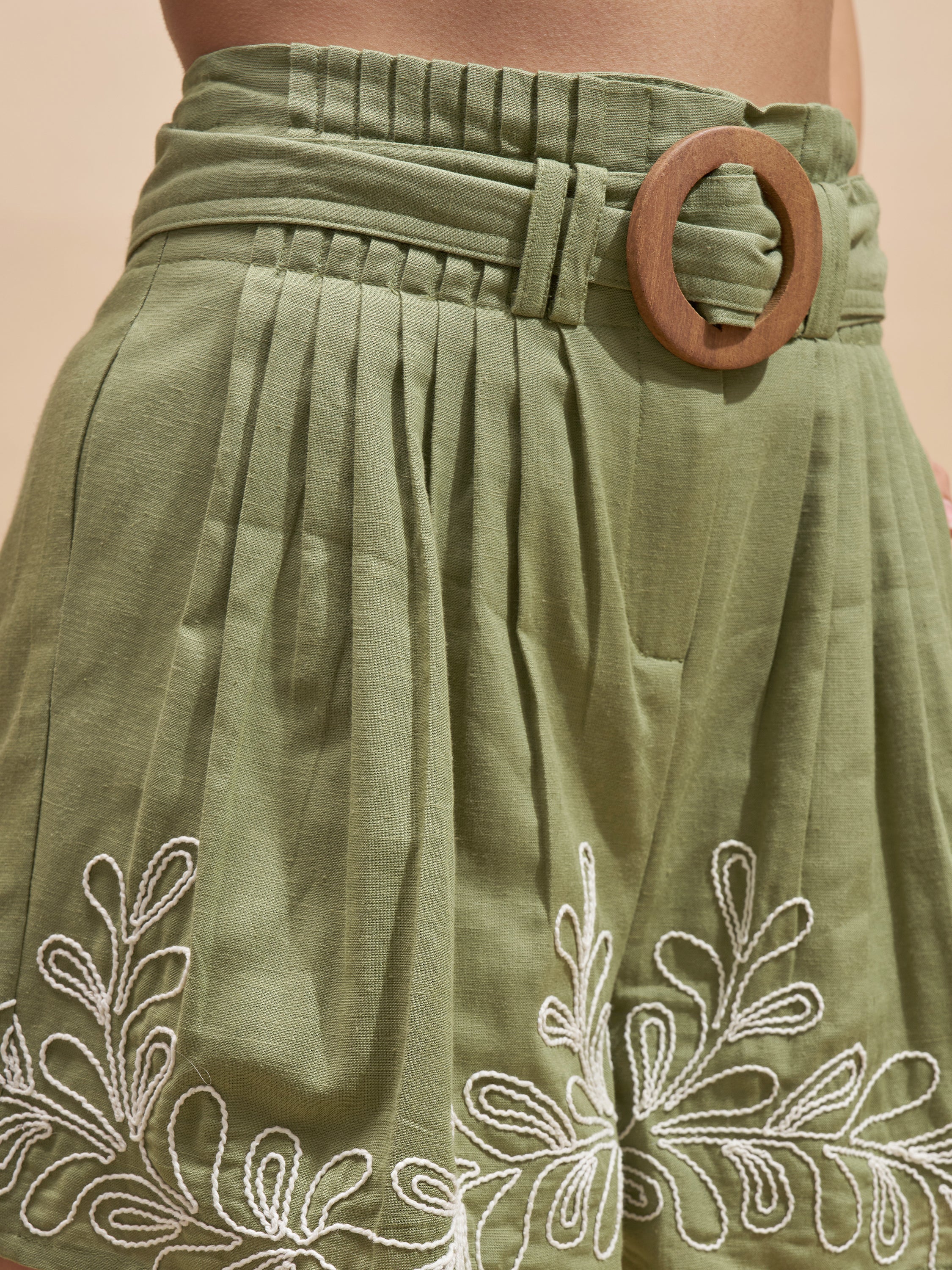 Vara By Vishudh Women Olive Shirt With Shorts Co-Ords - Olive - Image 8
