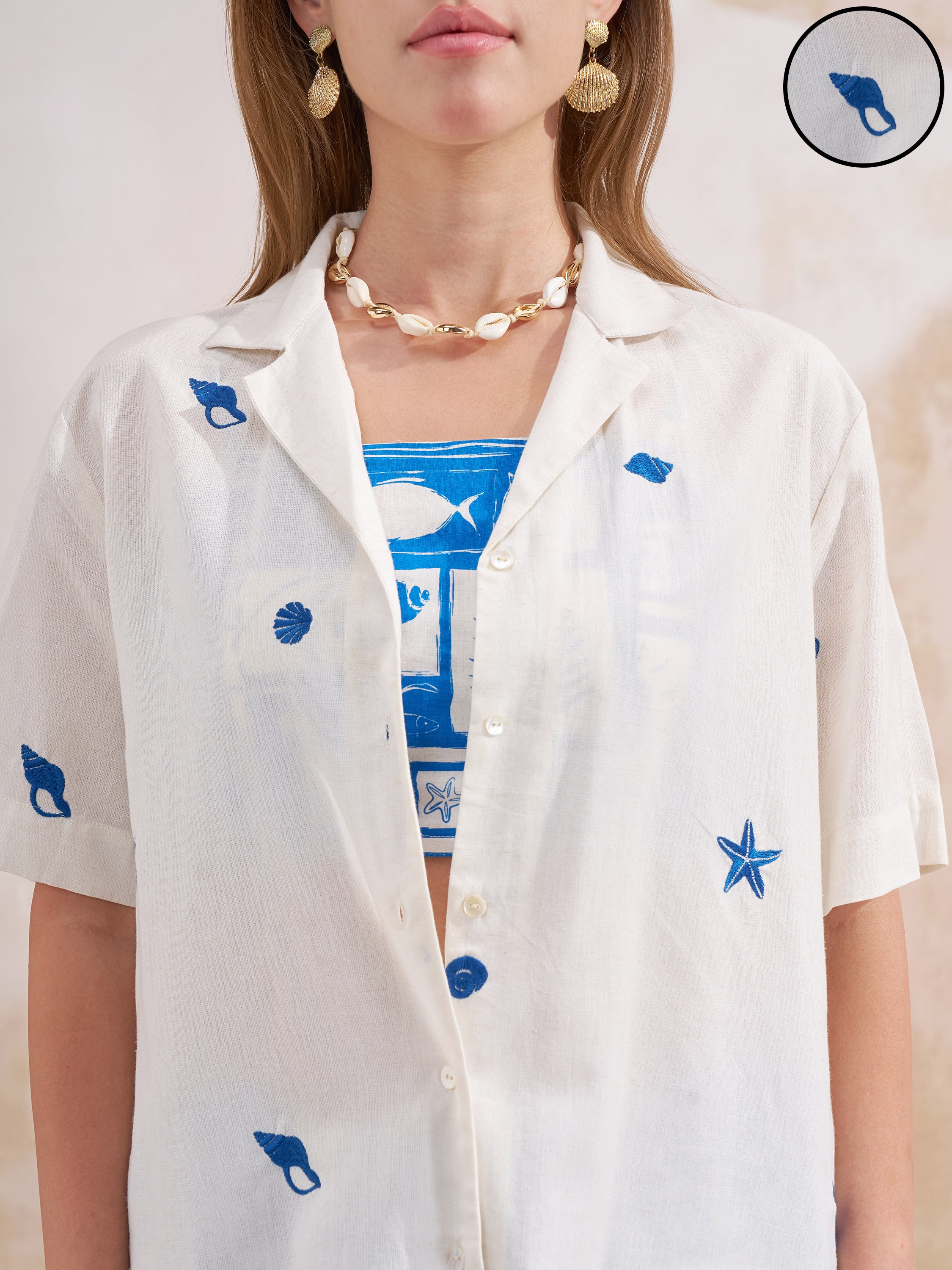 Vara By Vishudh Women Blue Shirt With Shorts Co-Ords