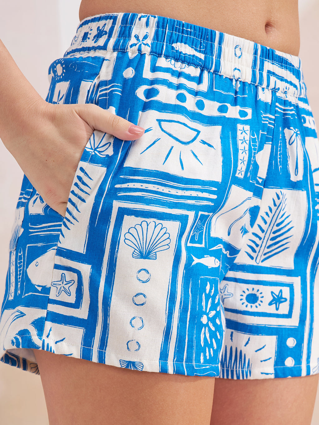 Vara By Vishudh Women Blue Shirt With Shorts Co-Ords