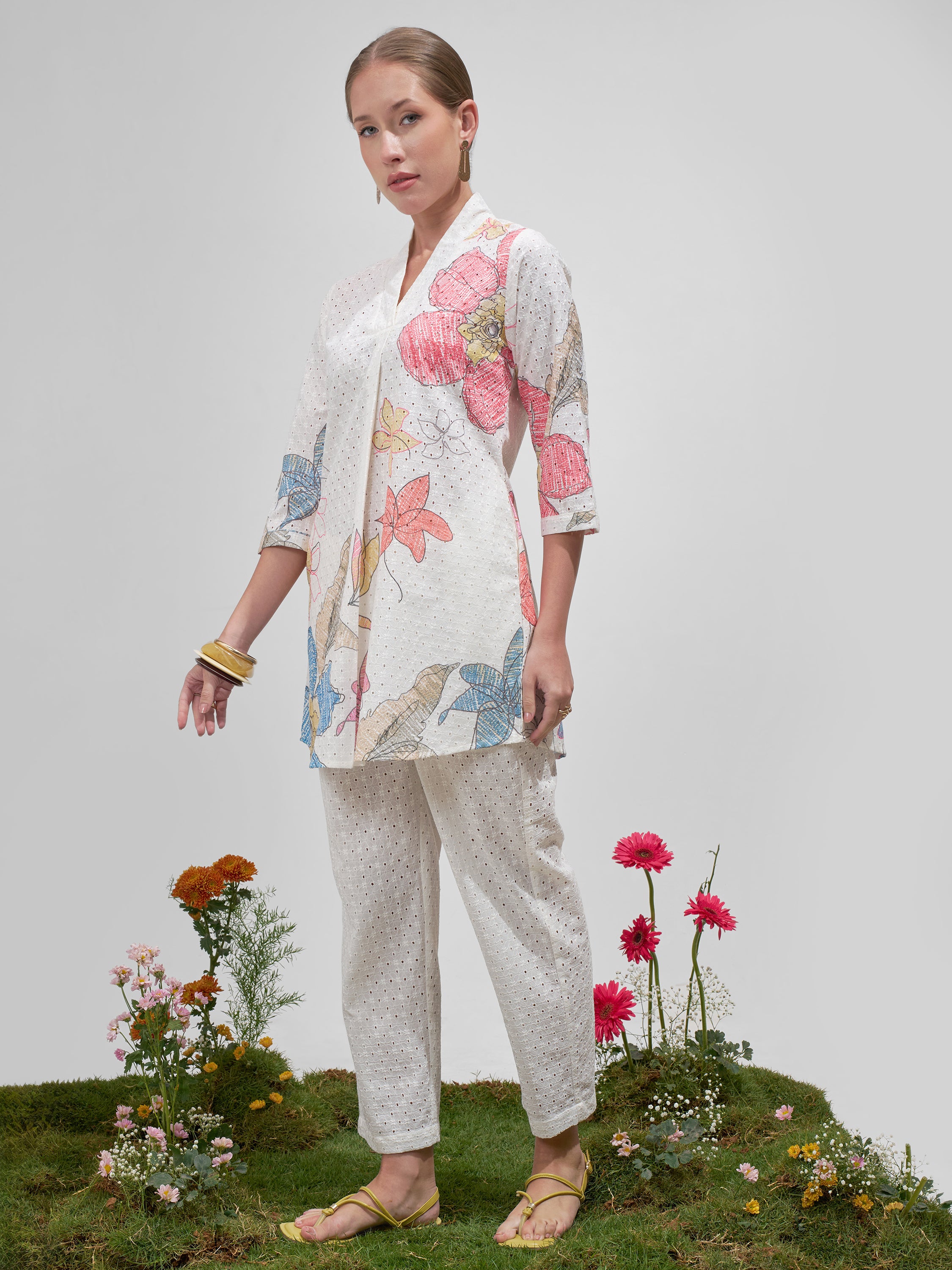 Vara By Vishudh Women Off White Shirt With Palazzo Co-Ords - Off White - Image 2