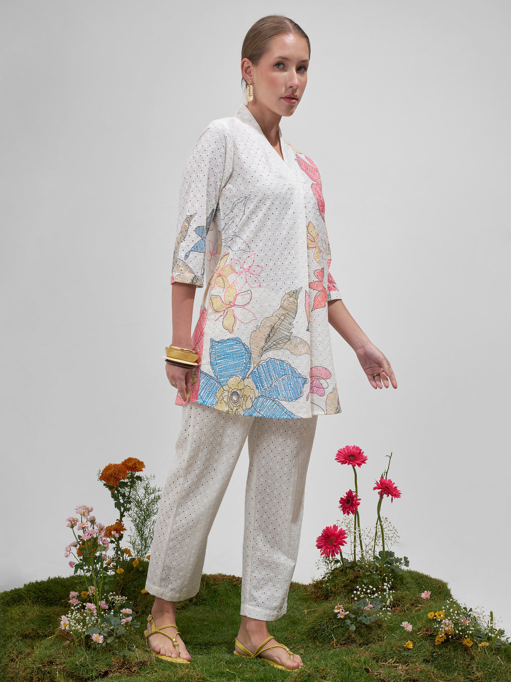 Vara By Vishudh Women Off White Shirt With Palazzo Co-Ords - Off White - Image 4