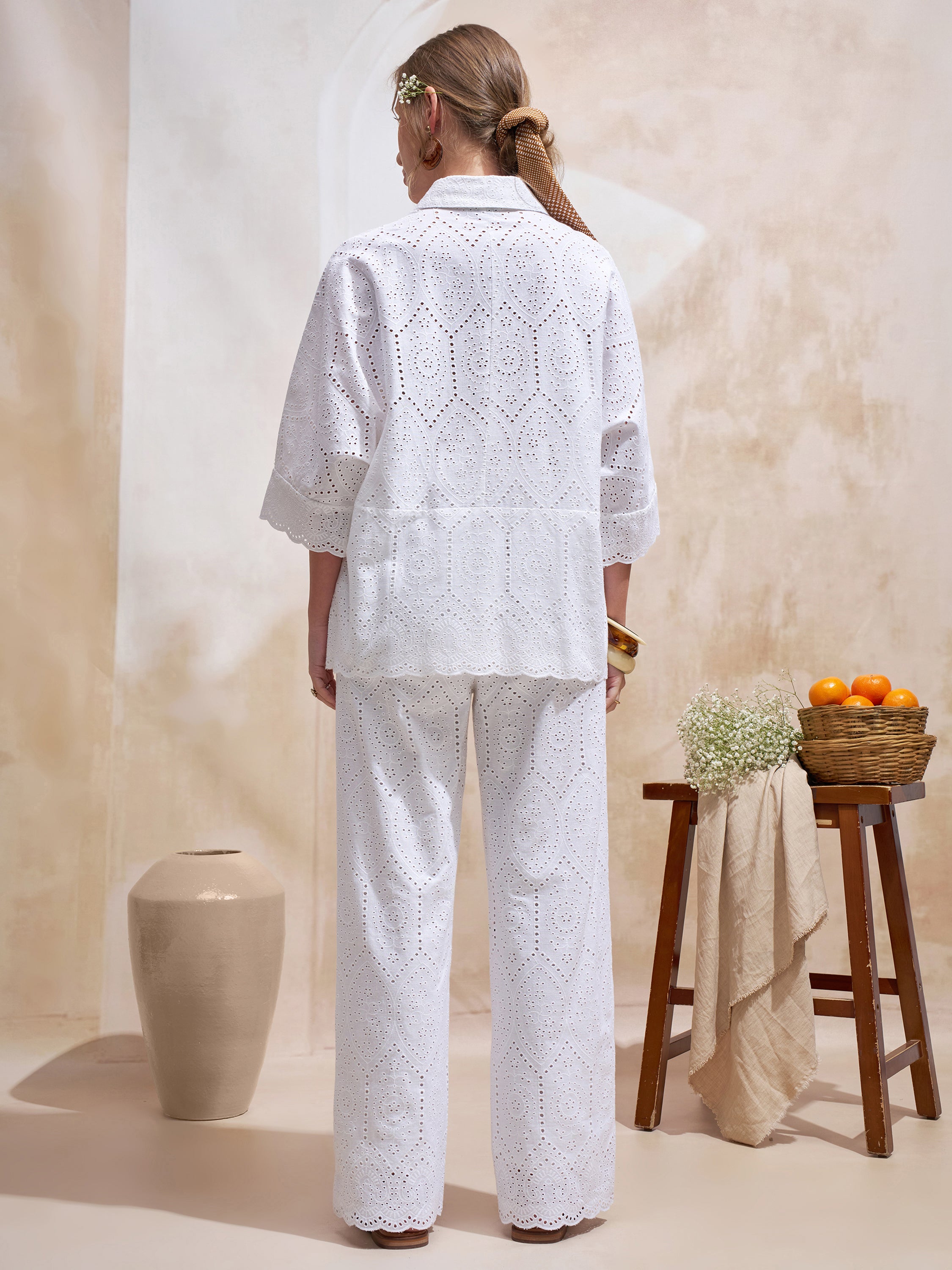 Vara By Vishudh Women White Shirt With Trouser Co-Ords - White - Image 3