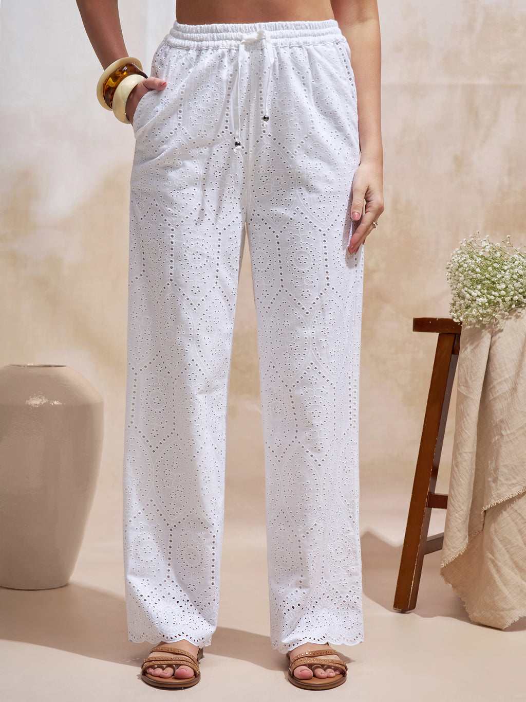 Vara By Vishudh Women White Shirt With Trouser Co-Ords - White - Image 7