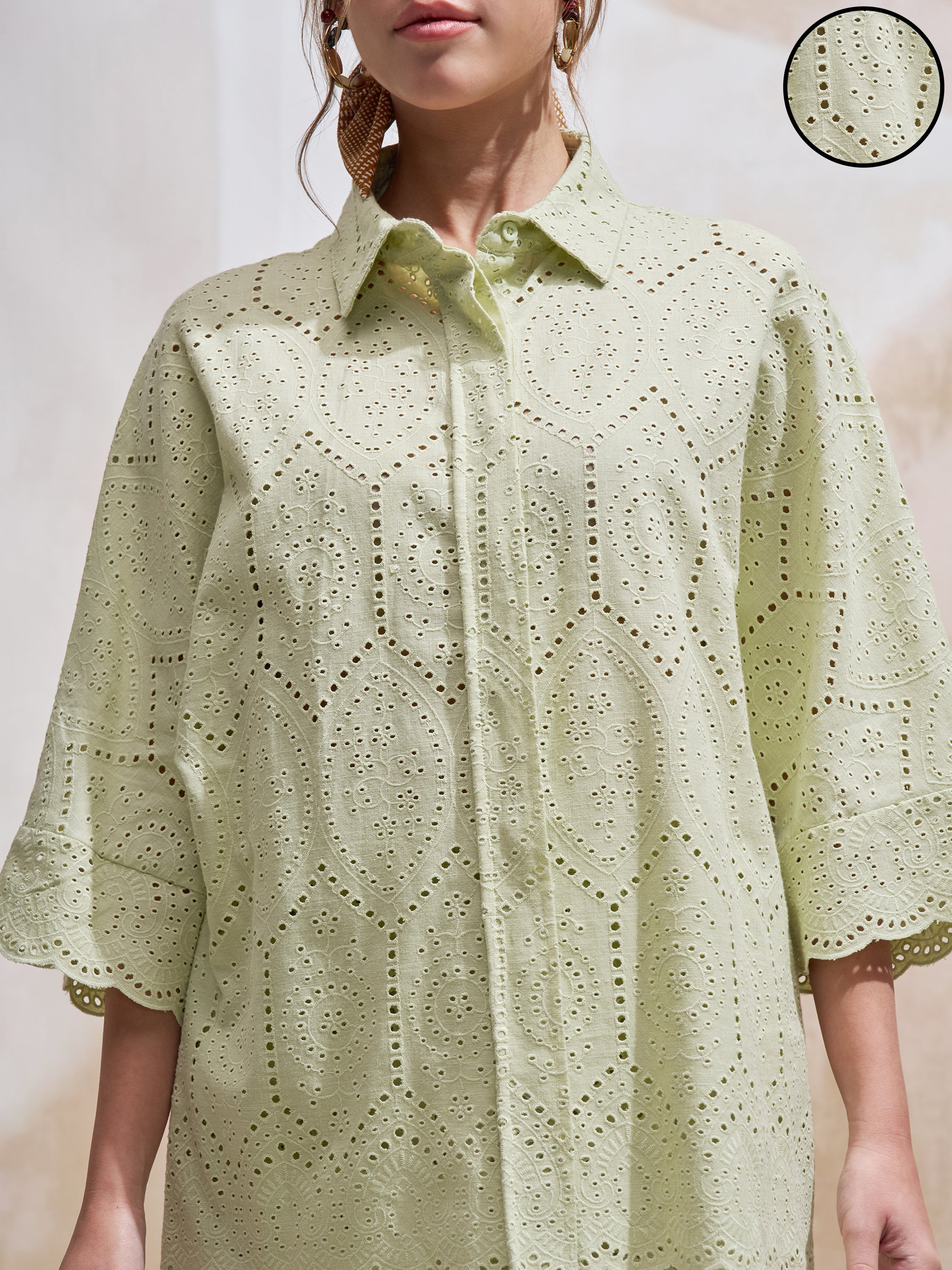 Vara By Vishudh Women Green Shirt With Trouser Co-Ords - Green - Image 5