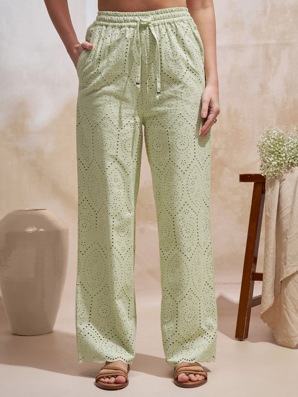 Vara By Vishudh Women Green Shirt With Trouser Co-Ords - Green - Image 7