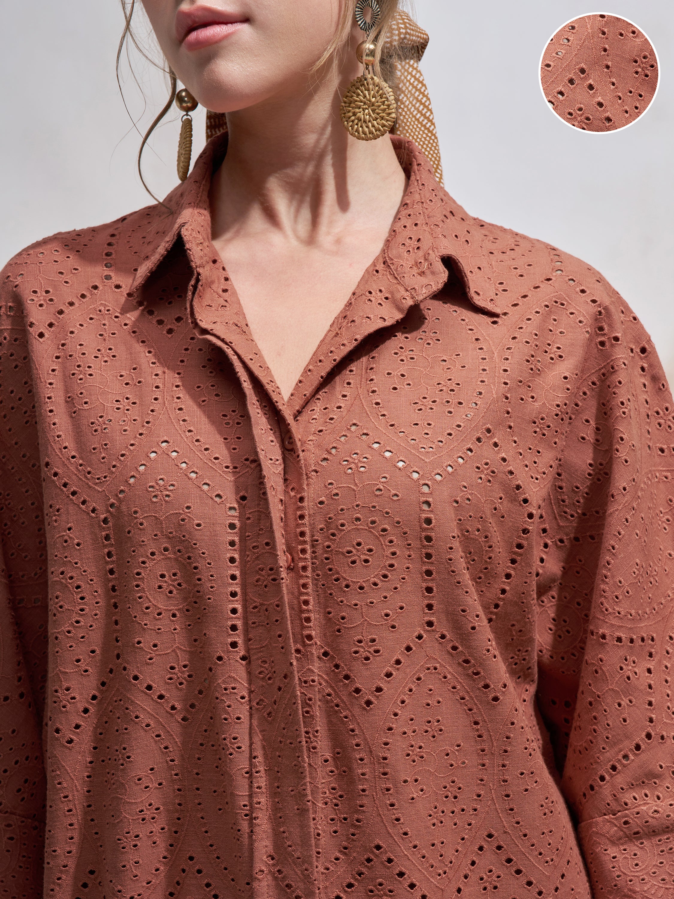 Vara By Vishudh Women Brown Shirt With Trouser Co-Ords - Brown - Image 5