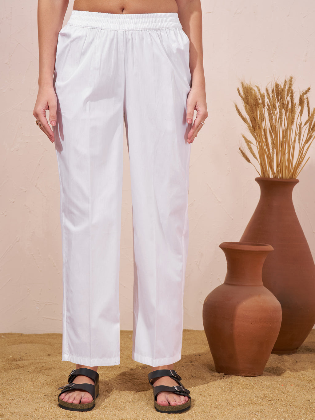 Vara By Vishudh Women White Tunic With Trouser Co-Ords