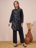 Vara By Vishudh Women Black Tunic With Trouser Co-Ords