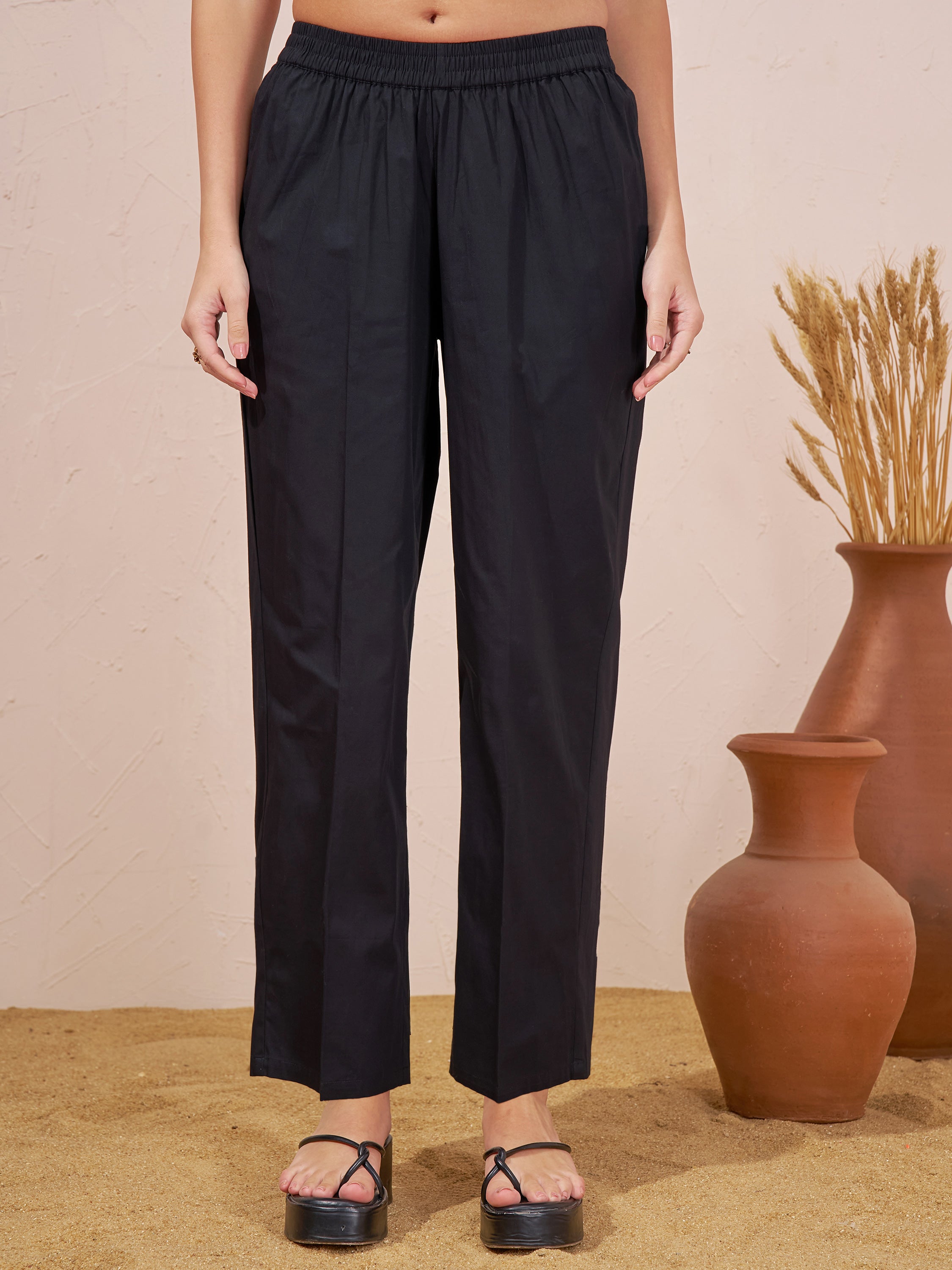 Vara By Vishudh Women Black Tunic With Trouser Co-Ords