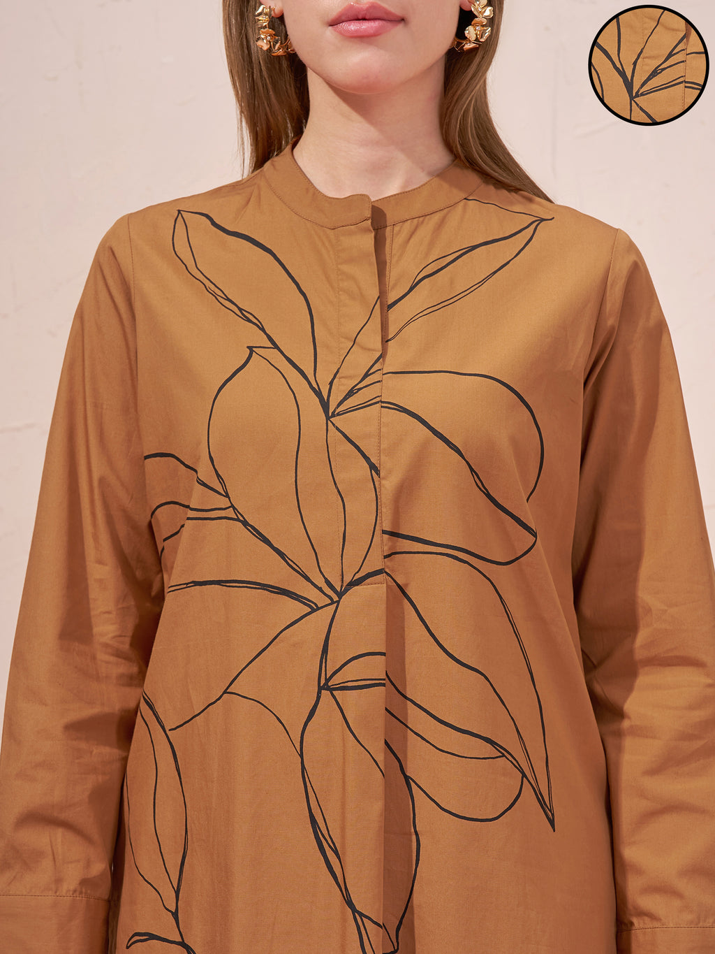 Vara By Vishudh Women Brown Tunic With Trouser Co-Ords