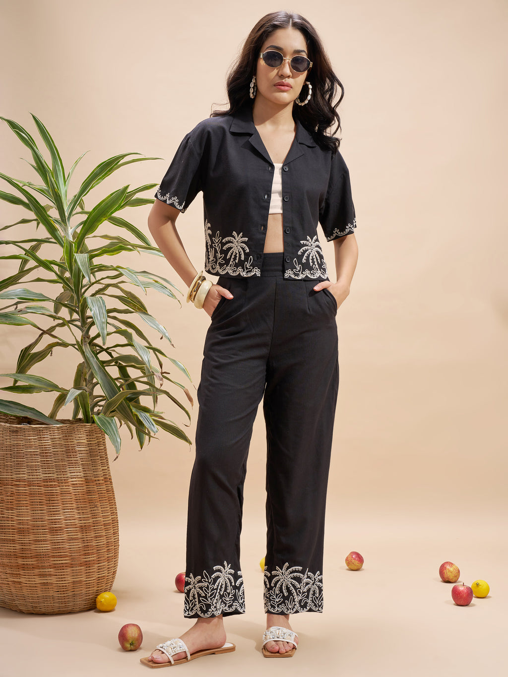 Vara By Vishudh Women Black Embroidered Regular Top - Black - Image 2