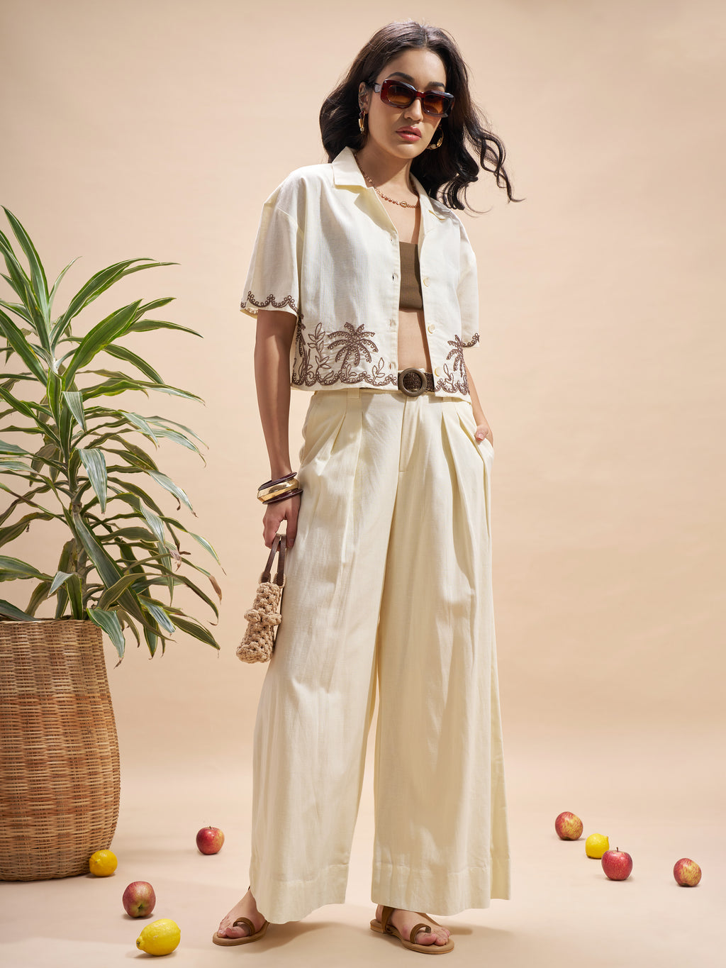 Vara By Vishudh Women Cream Embroidered Regular Top - Cream - Image 7