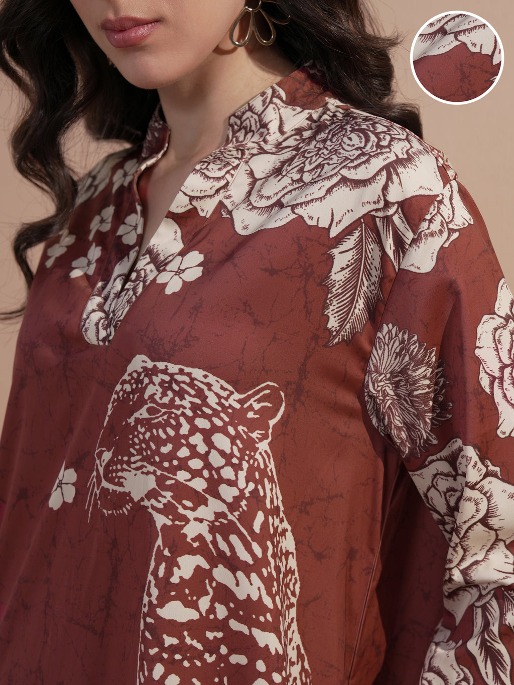 Vara By Vishudh Women Brown Printed Kurta With Trouser - Brown - Image 5