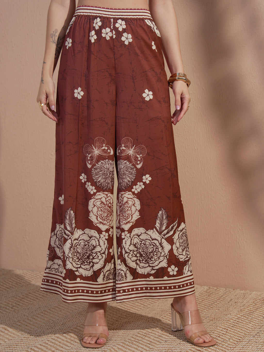 Vara By Vishudh Women Brown Printed Kurta With Trouser - Brown - Image 6