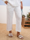Vara By Vishudh Women White Embroidered Regular Fit Casual Trouser - White - Image 1
