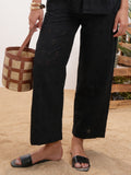Vara By Vishudh Women Black Embroidered Regular Fit Casual Trouser - Black - Image 1