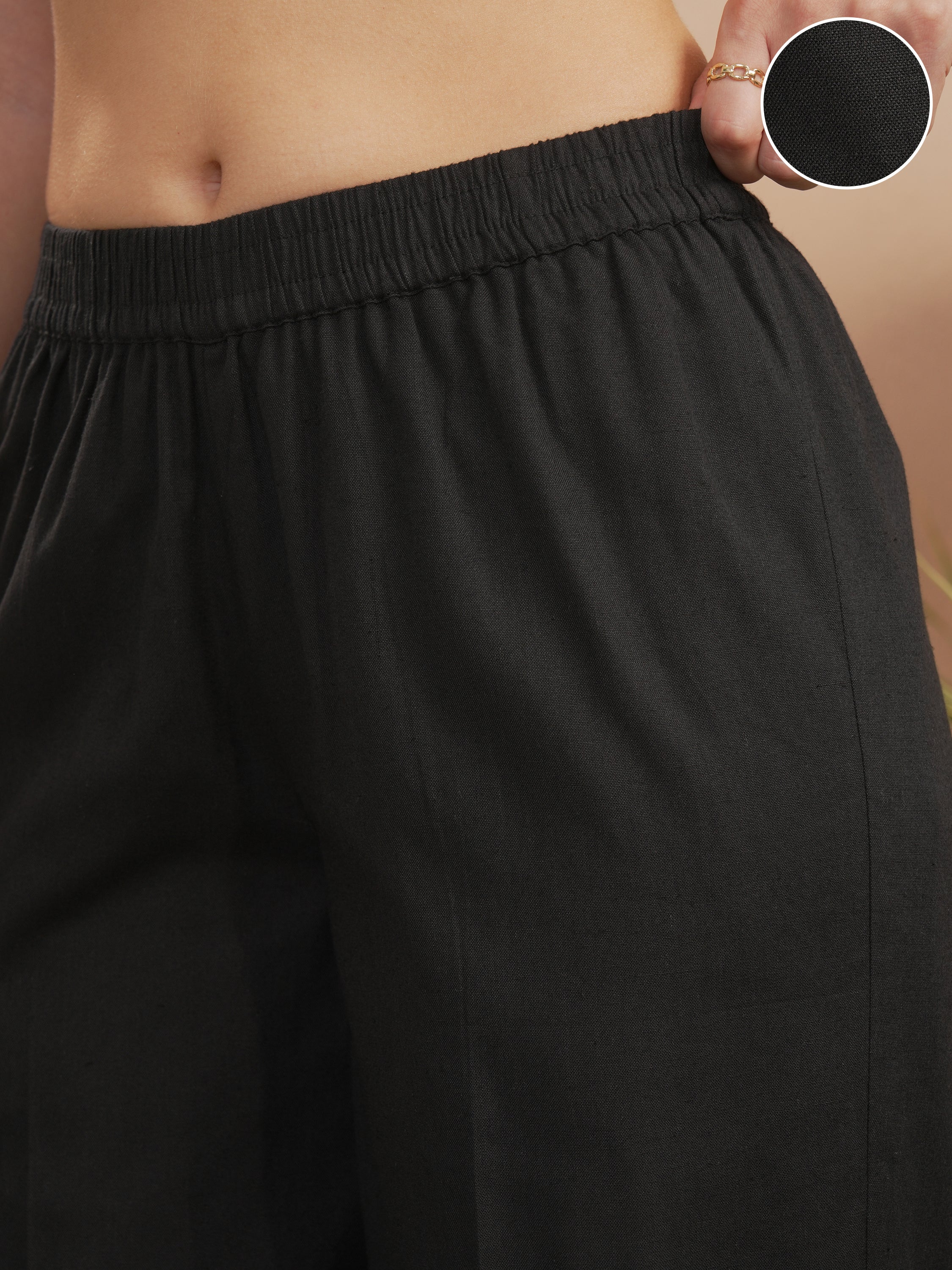 Vara By Vishudh Women Black Solid Regular Fit Casual Trouser - Black - Image 5