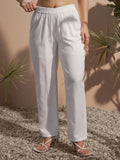 Vara By Vishudh Women White Solid Regular Fit Casual Trouser - White - Image 1