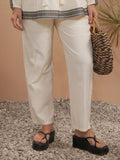 Vara By Vishudh Women Off White Solid Regular Fit Casual Trouser - Off White - Image 1