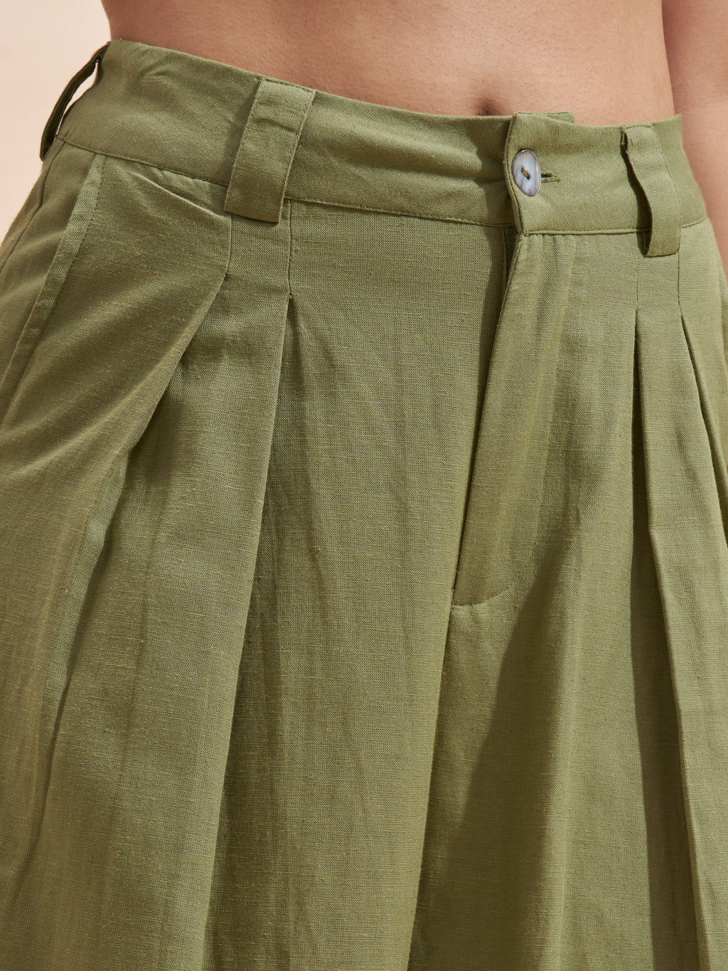 Vara By Vishudh Women Olive Wide Leg Casual Trouser - Olive - Image 5
