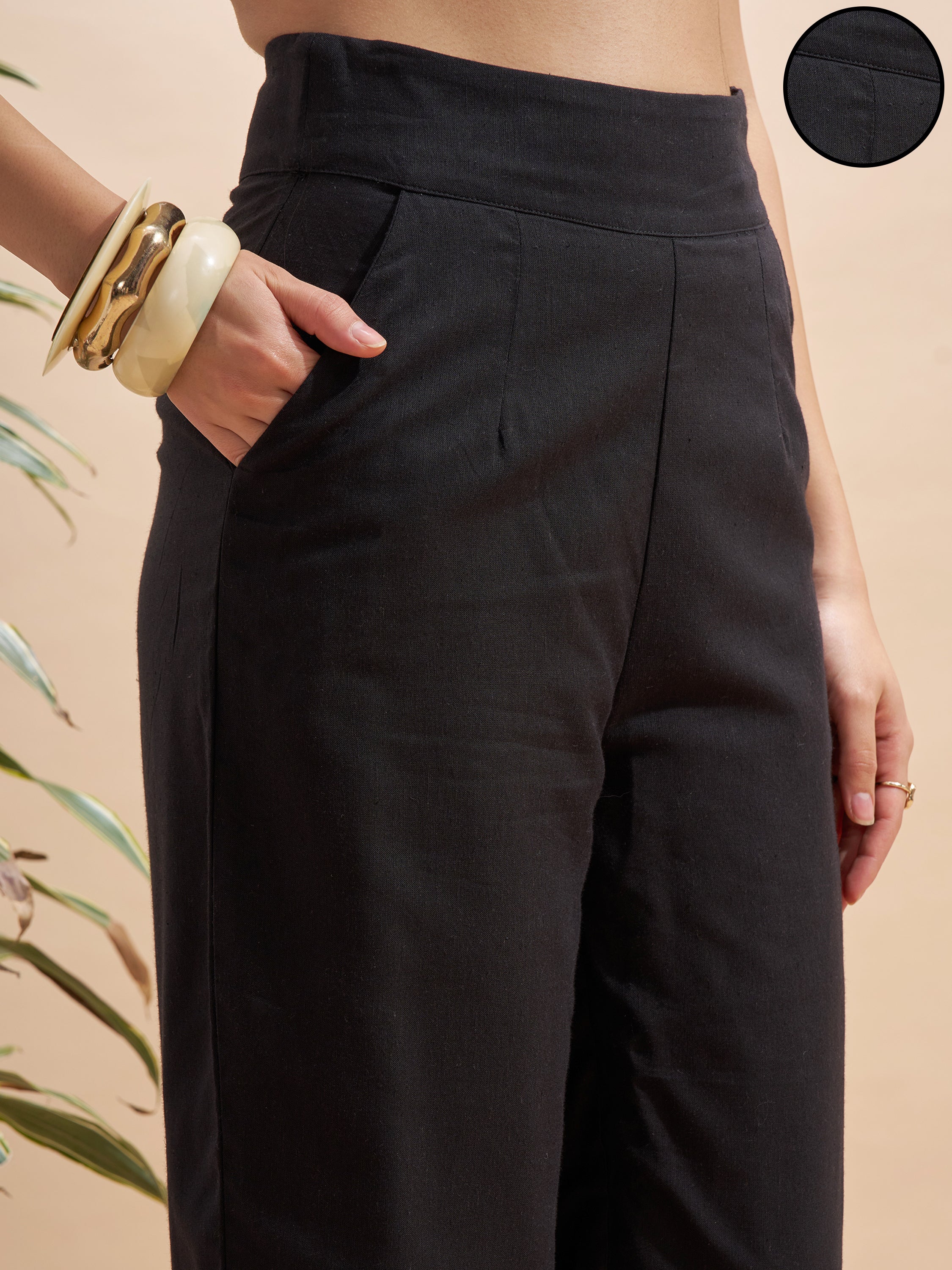 Vara By Vishudh Women Black Regular Fit Casual Trouser - Black - Image 5