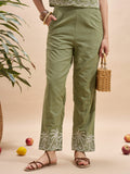Vara By Vishudh Women Olive Regular Fit Casual Trouser - Olive - Image 1