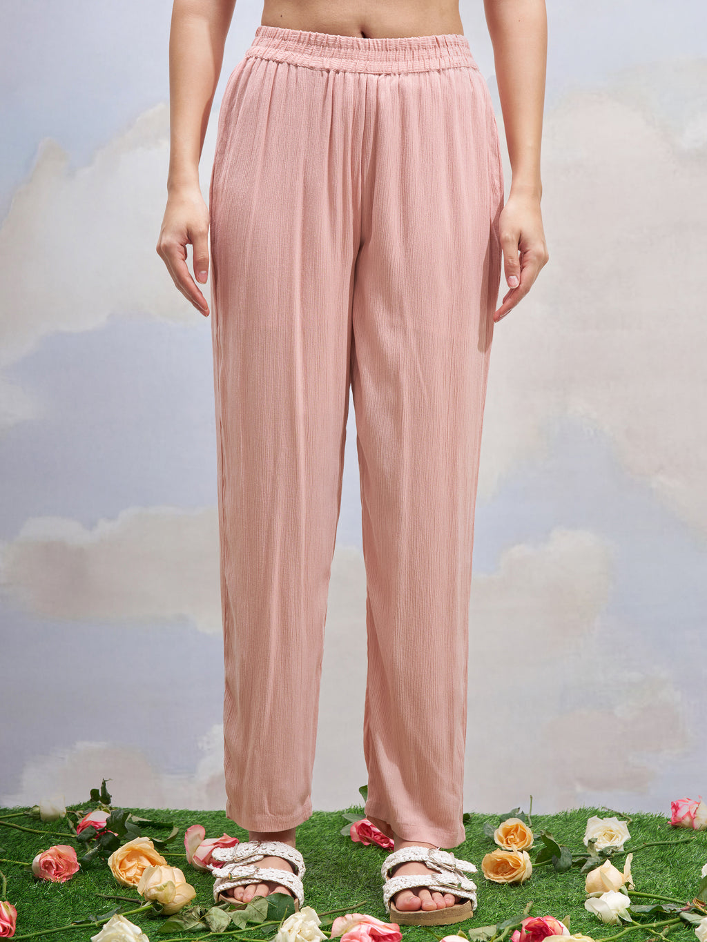 Vara By Vishudh Women Pink Embroidered Kurta With Trouser - Pink - Image 7