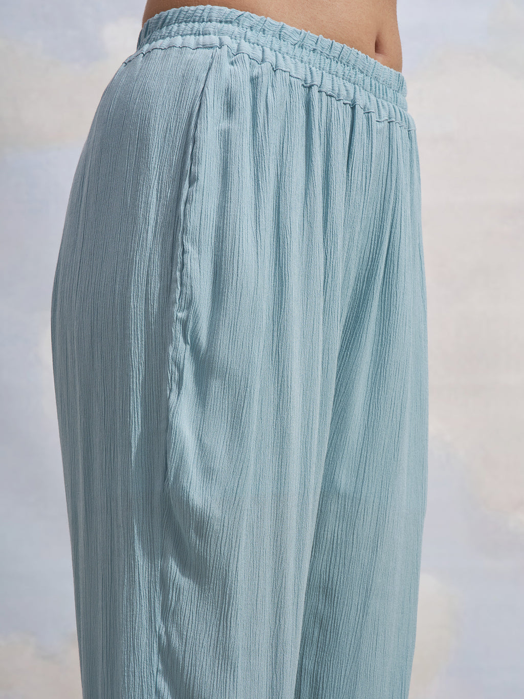 Vara By Vishudh Women Blue Embroidered Kurta With Trouser - Blue - Image 6