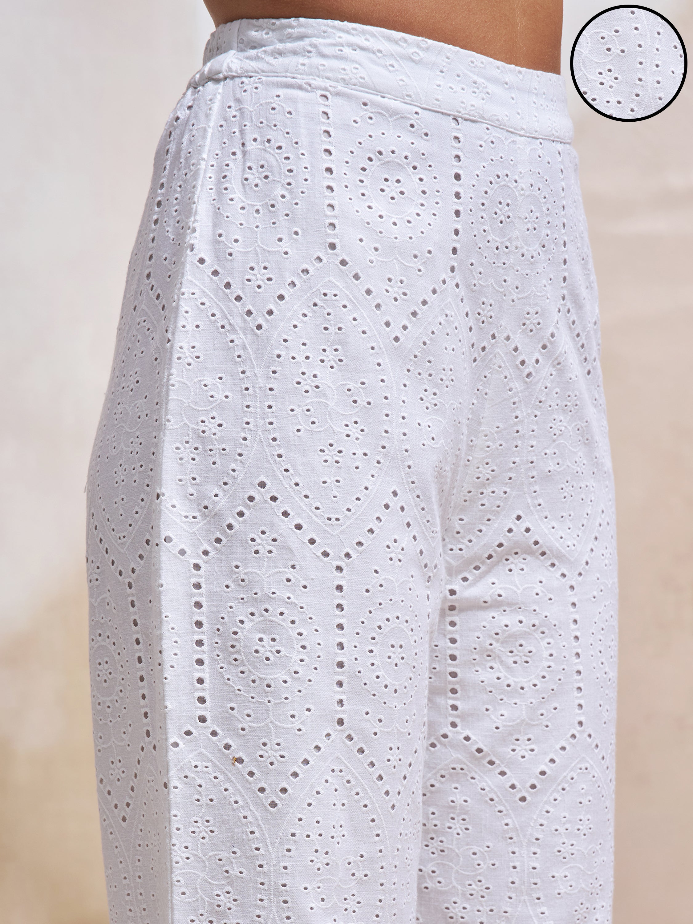 Vara By Vishudh Women White Regular Fit Casual Trouser - White - Image 5