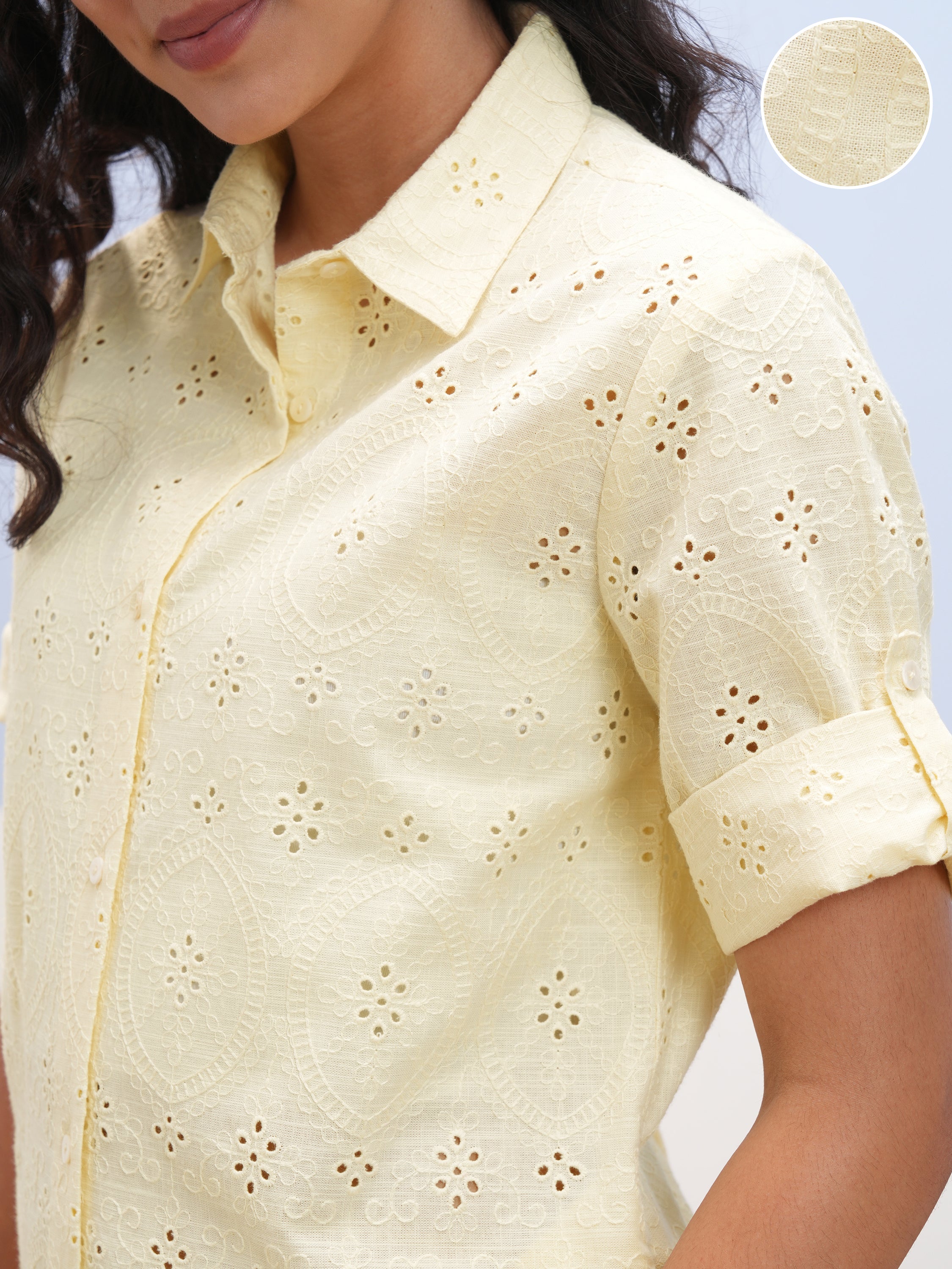 Vara By Vishudh Women Yellow Embroidered Straight Kurta - Yellow - Image 5