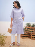 Vara By Vishudh Women Lavender Embroidered Straight Kurta - Lavender - Image 1