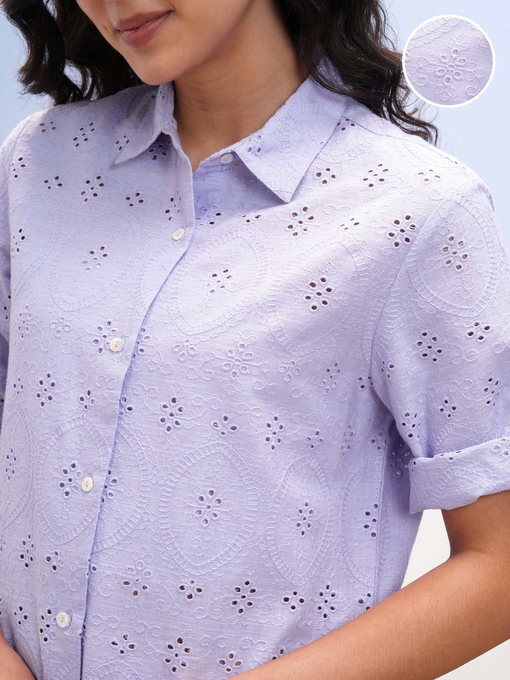 Vara By Vishudh Women Lavender Embroidered Straight Kurta - Lavender - Image 5
