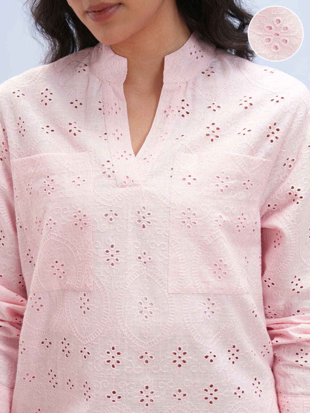 Vara By Vishudh Women Pink Embroidered Straight Kurta - Pink - Image 5