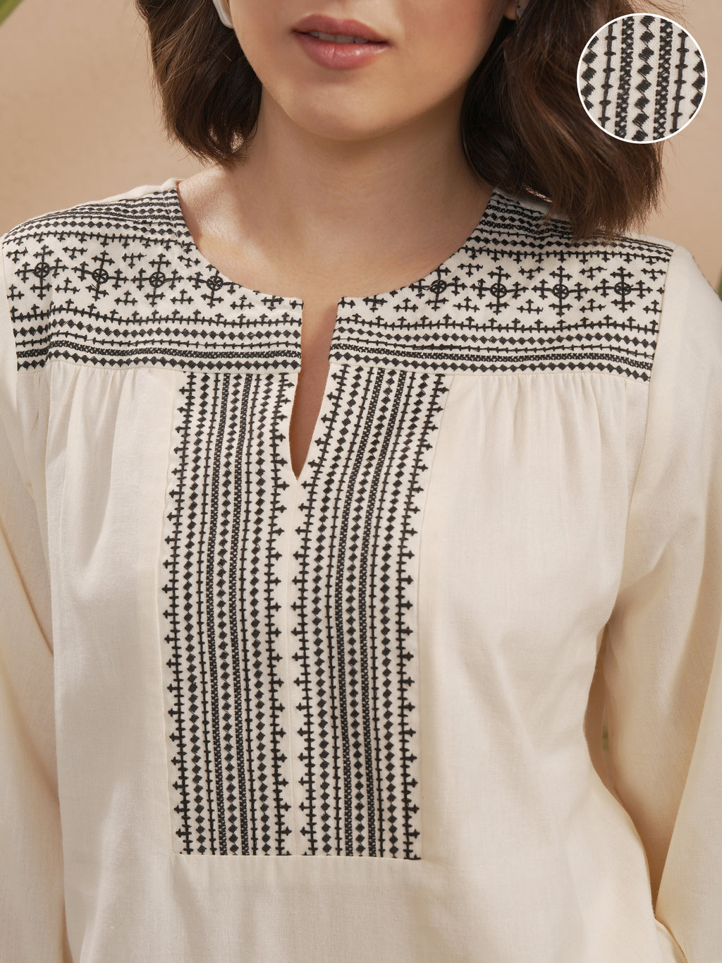 Vara By Vishudh Women Off White Embroidered Straight Kurta - Off White - Image 5