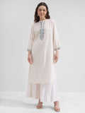 Vara By Vishudh Women White Embroidered Straight Kurta