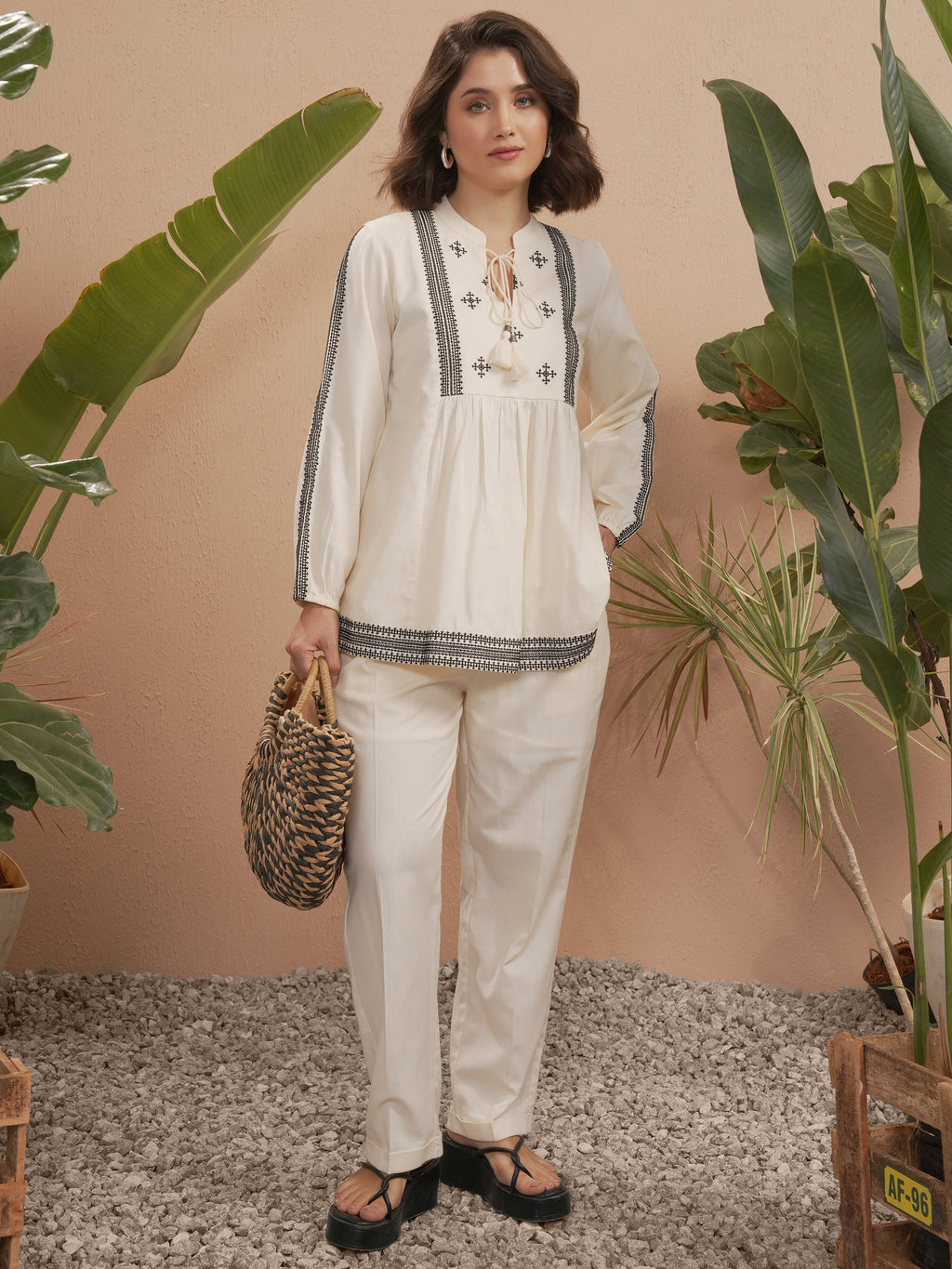 Vara By Vishudh Women Off White Embroidered Top - Off White - Image 2