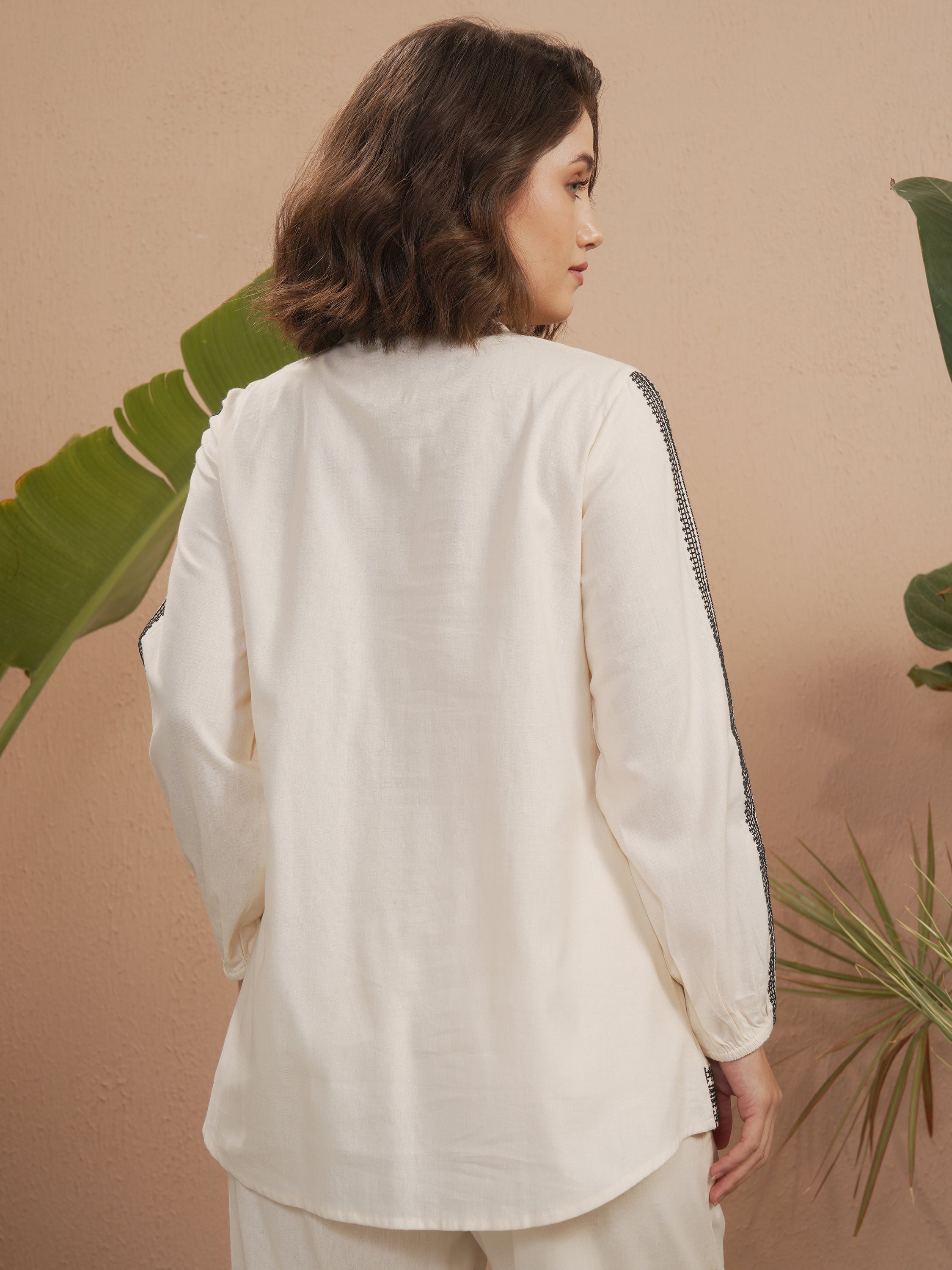 Vara By Vishudh Women Off White Embroidered Top - Off White - Image 3