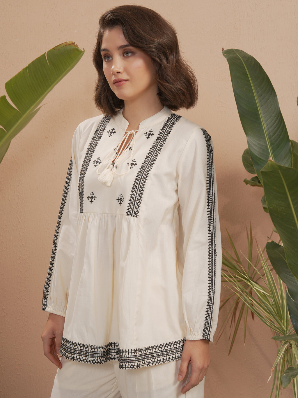 Vara By Vishudh Women Off White Embroidered Top - Off White - Image 4