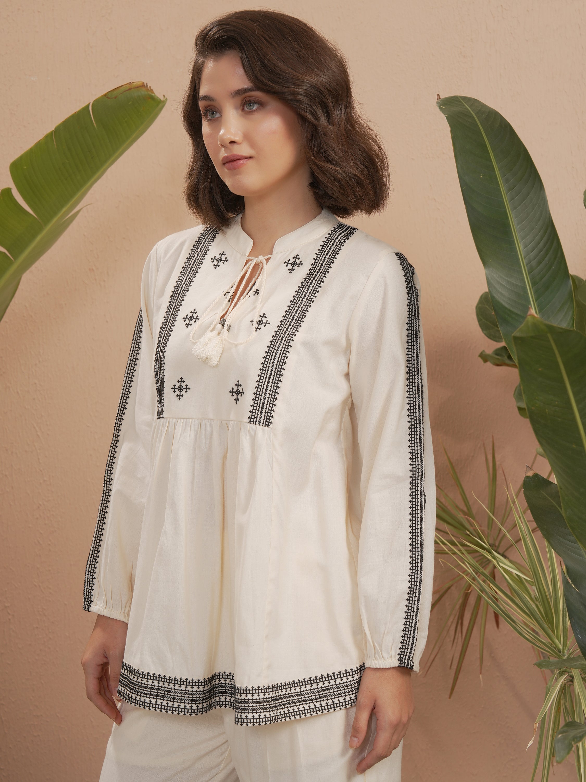 Vara By Vishudh Women Off White Embroidered Top - Off White - Image 4