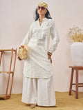 Vara By Vishudh Women White Embroidered Straight Kurta - White - Image 1