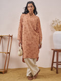 Vara By Vishudh Women Brown Embroidered Straight Kurta - Brown - Image 1