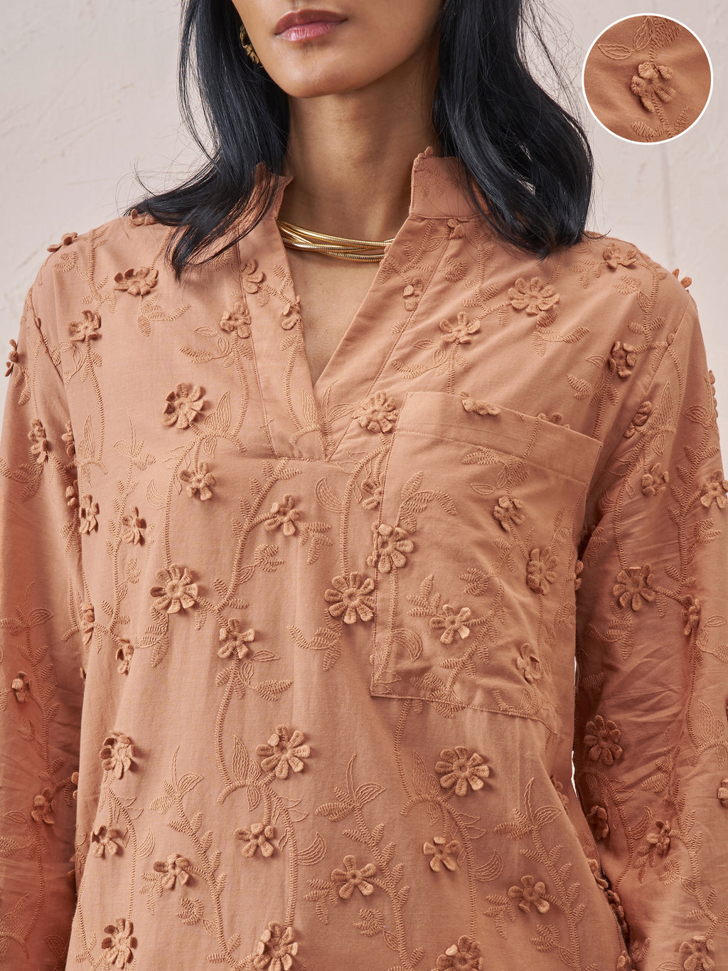 Vara By Vishudh Women Brown Embroidered Straight Kurta - Brown - Image 5