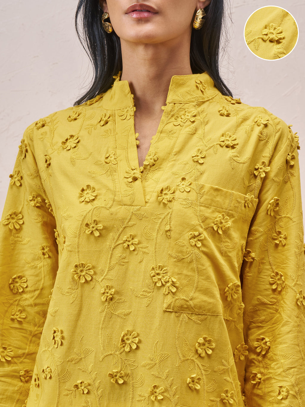Vara By Vishudh Women Mustard Embroidered Straight Kurta - Mustard - Image 5