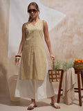 Vara By Vishudh Women Beige Embroidered Straight Kurta - Beige - Image 1