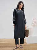 Vara By Vishudh Women Black Embroidered Straight Kurta - Black - Image 1