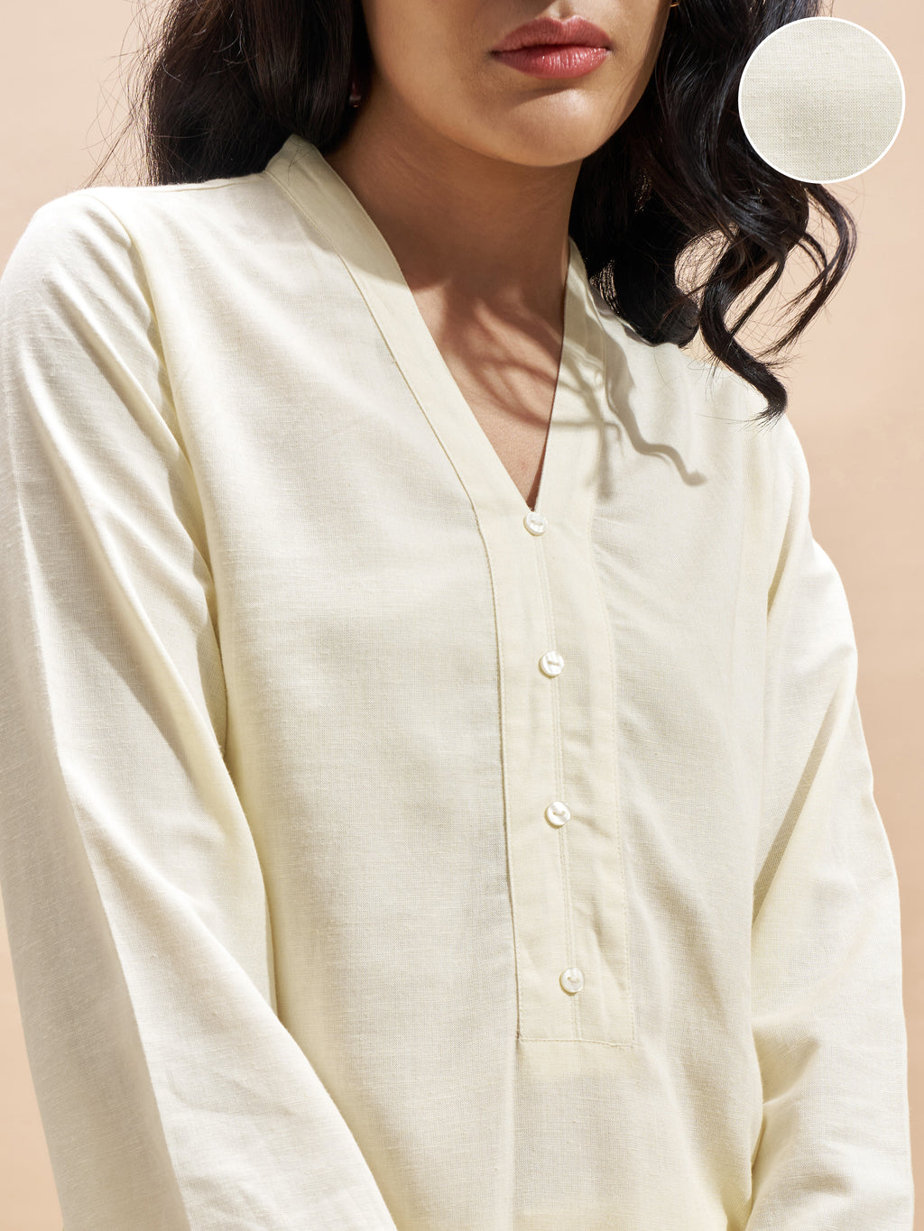 Vara By Vishudh Women Cream Embroidered Straight Kurta - Cream - Image 5