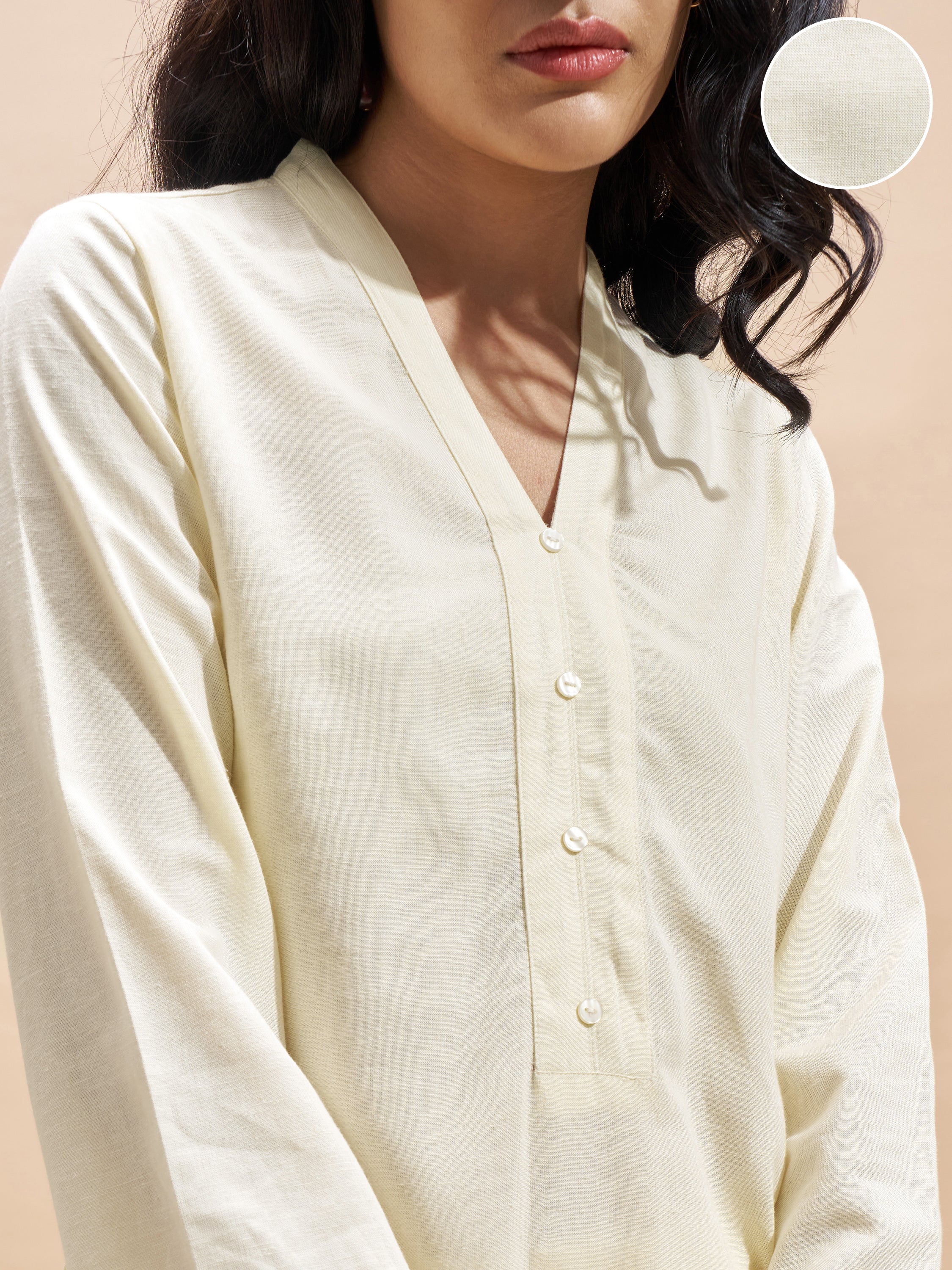 Vara By Vishudh Women Cream Embroidered Straight Kurta - Cream - Image 5