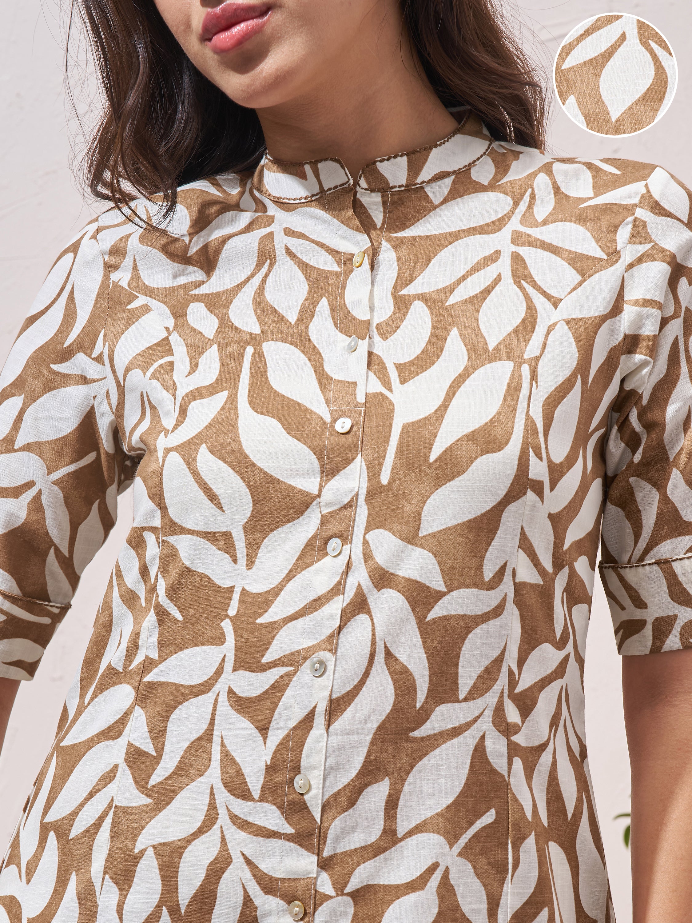 Vara By Vishudh Women Brown Printed Straight Kurta - Brown - Image 5