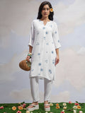 Vara By Vishudh Women White Printed Straight Kurta - White - Image 1